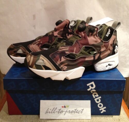 REEBOK x BAPE AAPE INSTA PUMP FURY Rozmiar US10.5 UK9.5 Zielony Moro V53879 2013 Rzadki - Zdjęcie 1 z 8