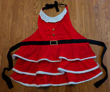 Kohl  s St Nicholas Square Red Mrs. Santa Claus Ruffled Apron Cooking Baking CUTE