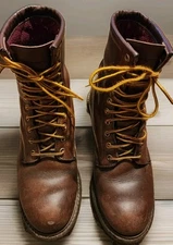 Red Wing 618 Burgundy Leather Logger Boots Men’s 7D Soft Toe Made in USA Vibram