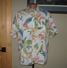 Go Barefoot Mens Bird of Paradise Pullover Reverse Cotton Shirt L Multi USA Made