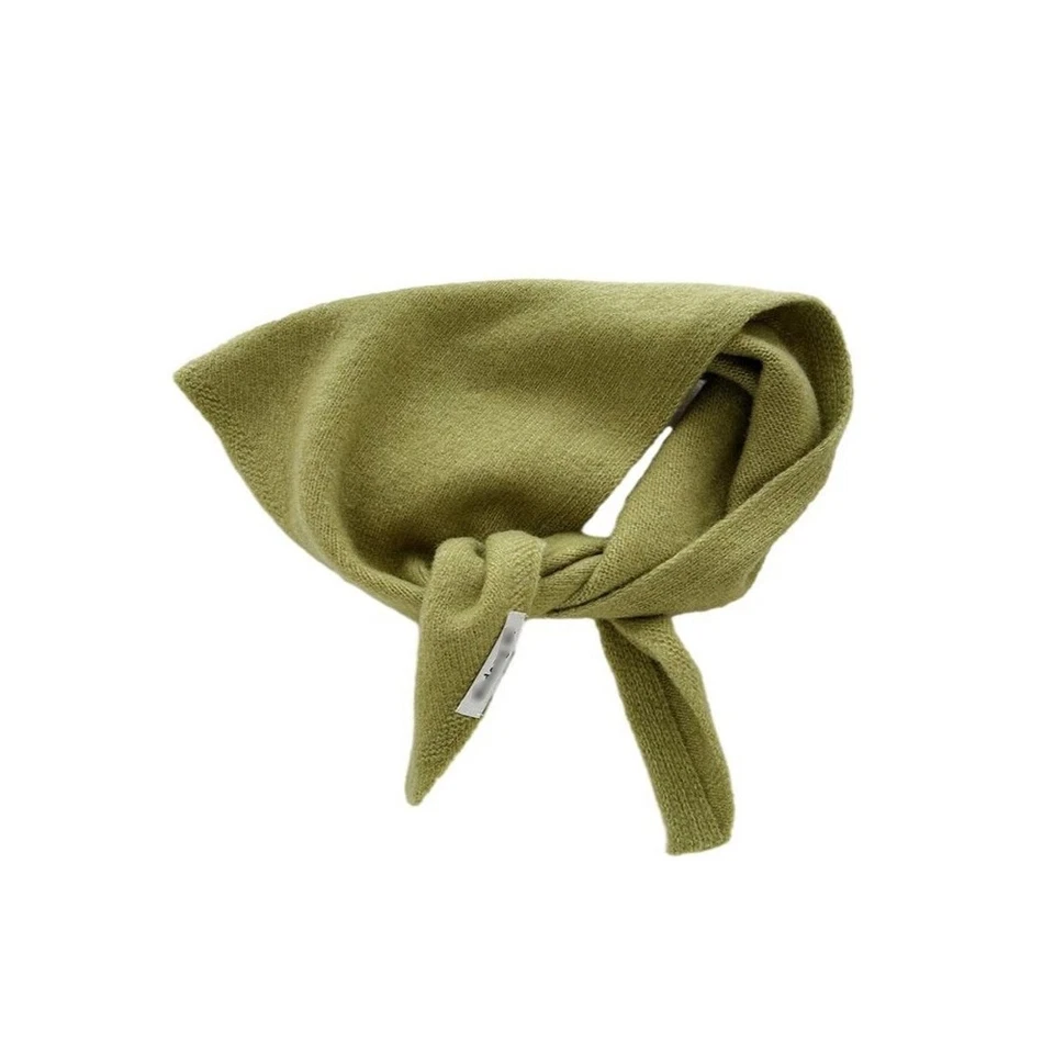 Cachecol triangular feminino de lã malha quente cashmere cachecóis hijab xale cor sólida - Imagem 4 de 4