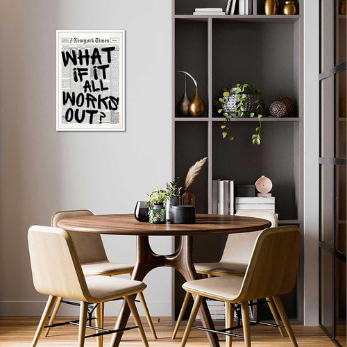 Retro Black and White Newspaper Poster What If It All Works Out Canvas Wall Art - Picture 7 of 12