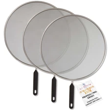 3-Piece Stainless Steel Splatter Guard Set 13" Fine Mesh Cover, Grease & Oil,...