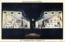 Welch's Souvenir & Gift Shop STOREFRONT, Lebanon, PA, Linen Advertising Postcard
