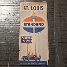 Vintage 1940's Standard Oil Company Highway Road Map St. Louis, MO Historic