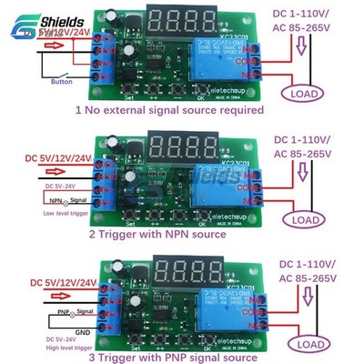 Pulse Counter Switch Adjustable Timer Delay Turn On/Off Relay Module DC 5/12/24V