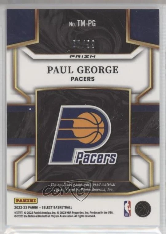 2022-23 Panini Select Throwback Memorabilia Purple Prizm /99 Paul George #TM-PG - Image 2 of 2