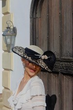 Ascot. Races, Wedding Black And Cream Hat