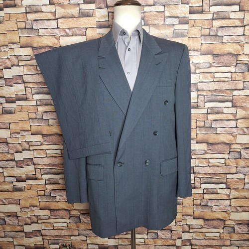 Kuppenheimer 2 Piece Suit Mens 42R 36X30 Gray Stripe Double Breasted Wool - Picture 4 of 14