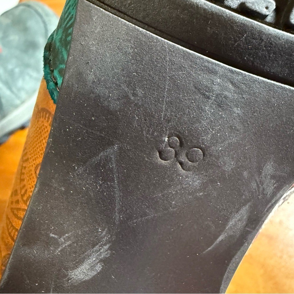 Socofy Bohemian Splicing Pattern Leather Ankle Boots Side Zip Lace Up Brocade 39