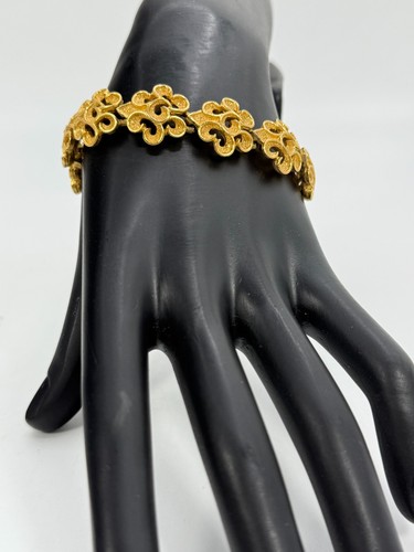 Vintage Crown Trifari Gold Tone Panel Bracelet Abstract Design Estate - Picture 2 of 8