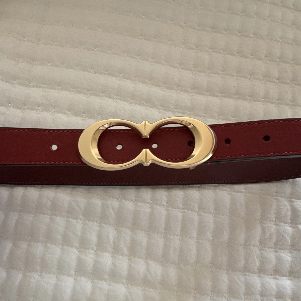 Vintage Y2K Coach Skinny Leather Belt Red/Oxblood | Made in Italy | Brass | Sz M Coach Red Belts for Women for sale | eBay main image 4