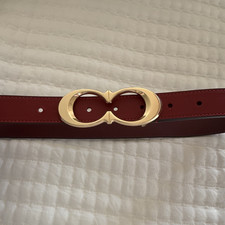 Coach Women s Red Gold Double C Logo Buckle Skinny Belt Adjustable Sz S