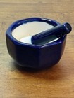 Ceramic Cobalt Blue Octagonal Mortar And Pestle Spice Herb Grinder