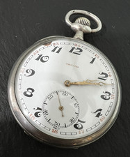 Zenith Grand Prix Pocket Watch Vintage 800 Silver Top Wind Working 50mm Cased