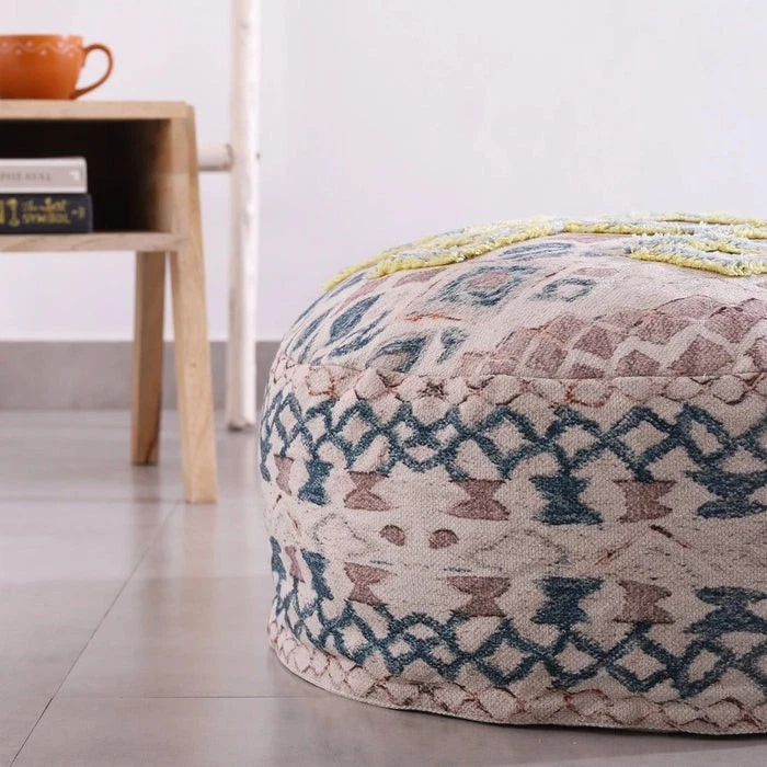 Ottoman Pouf - Pale Circle | Moroccan Decor - Image 3 of 4