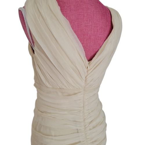 Tadashi Shoji designer dress party Vintage 90s Silk Ruched Bodycon Size 12 - Picture 3 of 19
