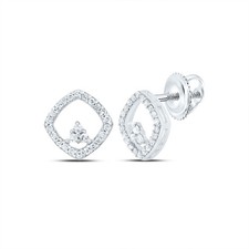 0.17 Ctw Natural Diamond Triangle In a Square Stud Earrings 10kt White Gold