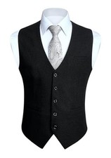 Men s Suit Vest Waistcoat with 3 Pockets Slim Fit for Business Medium A1-black