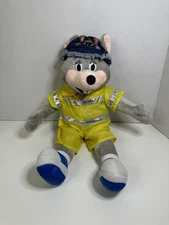 Chuck E Cheese Limited Edition Fireman Yellow Suit Hat Plush Stuffed Animal RARE