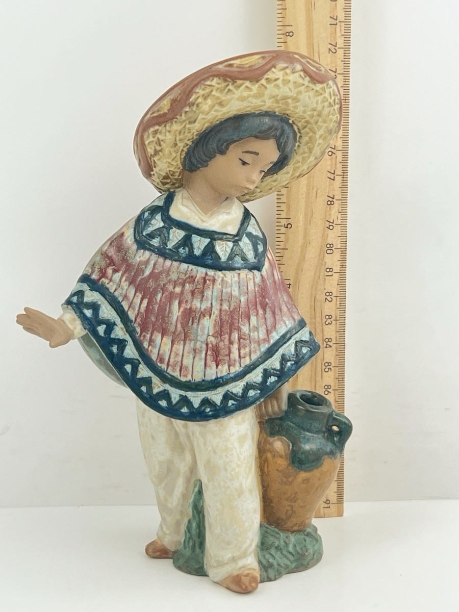 Lladro Gres Pedro 2141 Mexican Boy w Jug Sombrero Retired Spain | eBay