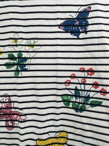 Kleinkind Mädchen bunt Blumen Schmetterling gestreift Baumwolle Kurzarm Kleid weiß 5 - Bild 3 von 5