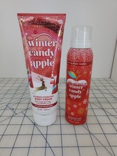 Bath and Body Works WINTER CANDY APPLE body cream 8oz Shimmer Fizz 3.5oz NEW
