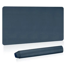 35"x17" Large Desk Mat, PU Leather Dual Side Large Desk Pad, Dark Blue