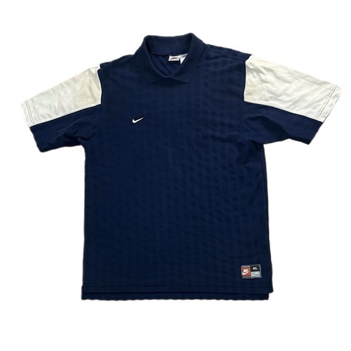 Vintage White Tag Collared Nike Soccer Jersey Navy Blue Size XL