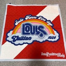 Louis Vuitton Rainbow Silk Scarf 65cm Colorful Logo Italy