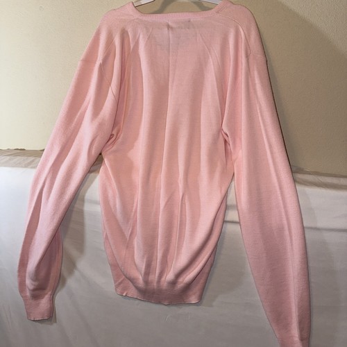 VTG Puritan Sweater Mens 2XL Tall Pink Orlon Acrylic V Neck Grandpa Made In USA - Picture 9 of 9