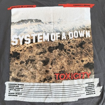 System Of A Down Toxicity T-Shirt Band Tee Medium Rock Metal Gray 2001 Re-Pop