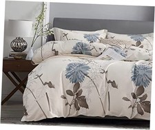 Duvet Cover 600 Thread Count Cotton Botanical Flowers Pattern King Cream