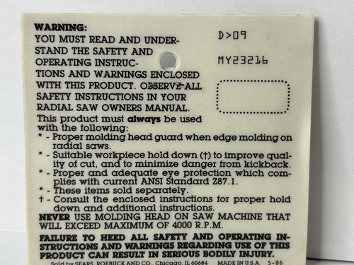 Sears Craftsman Molding - 9-23216 - Cortadores de elevación de paneles OGEE - Juego - Nuevo OEM - Imagen 7 de 10