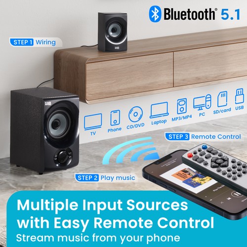 Acoustic Audio Home Theater 5.1 Bluetooth Speaker System with FM Tuner NEW - Picture 4 of 7