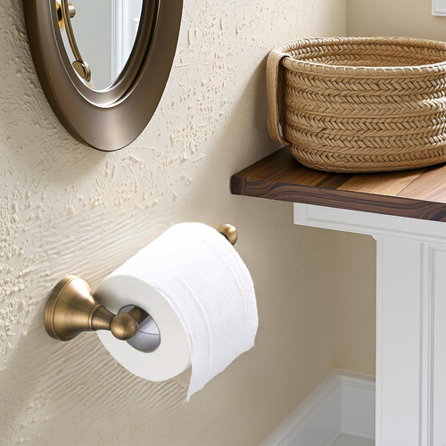 Toilet Roll Holder without Cover Antique Brass Bathroom Paper Tissue Bar Wall... - Picture 6 of 12