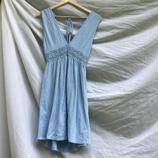 SHEIN Light Blue Mini Sundress With Lace And Tie Back With Keyhole, Size XS