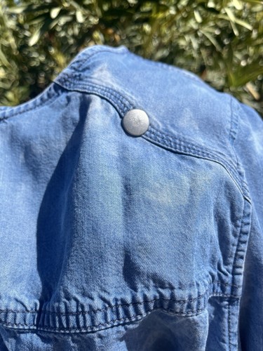 Damen Denim leichte Crop Top Jacke L 3/4 Ärmel Batik Druckknopf weich - Bild 3 von 24