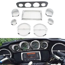 Inner Fairing Trim Gauge Radio Trim Bezel For Harley Touring 14-up Motor Chrome