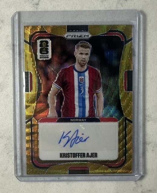 2026 Panini Prizm FIFA World Cup Kristoffer Ajer 01/10 Gold Wave Auto NORWAY