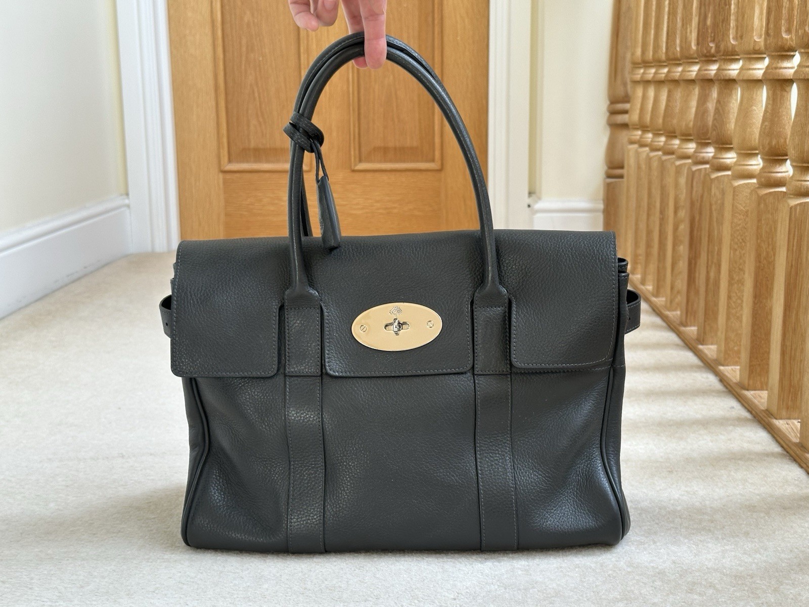 Mulberry Bayswater Pebbled Graphite Tote Bag, immaculate condition