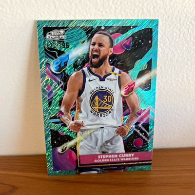 Topps 2025-26 Cosmic Chrome Stephen Curry Warriors #18 Aqua Equinox /199