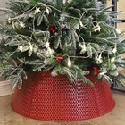 Christmas Tree Collar, Adjustable Grid Metal Tree Collar- Large to Small Red