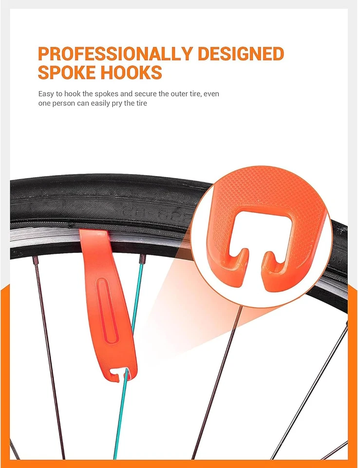 Kit de reparación de neumáticos de bicicleta de 12 piezas, con kits de parches de tubo sin pegamento de 8 piezas, 2 piezas de neumáticos de bicicleta...