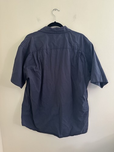 Wrangler Hero Navy Blue Men's Large Solid Casual Short Sleeve Button Up Shirt - Picture 4 of 4