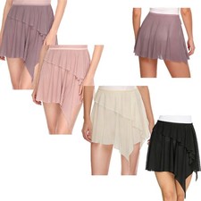Womens Skirt Latin Dress Mesh Skirts Training Dancewear Elastic Ballet Hem Wrap