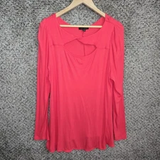 Lane Bryant Top Womens Plus 18/20 Pink Ribbed Knit Cutout Chest Casual Ladies