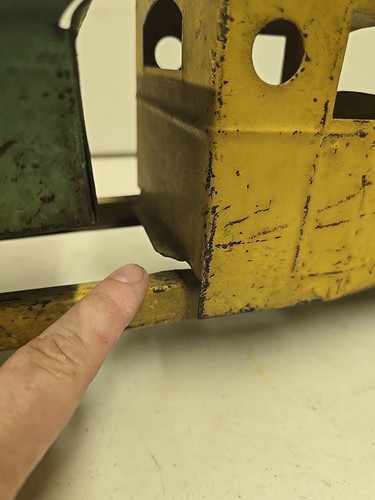 Antique 23" Steelcraft Pressed Steel Green And Yellow Mack Dump Truck - Picture 11 of 14