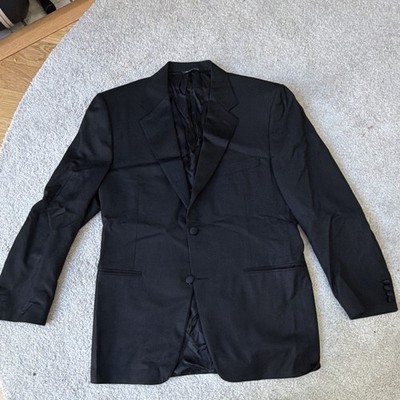 Canali Black Suit Jacket Men's 52R Made in Italy Twill 2-Button Notch Lapel t