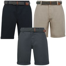Mens Chino Shorts Smart Casual Summer Cotton Twill Office Work Holiday with Belt